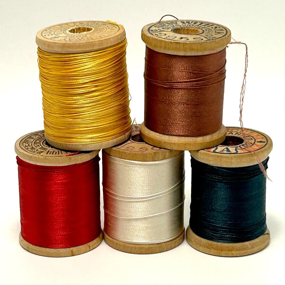 Vintage Silk‎ Thread on Wooden Spools Lot of 11
